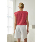 Red Stripe Knit Bubble Hem Tank Top