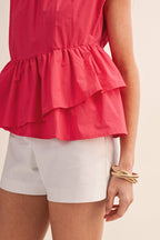 TEABERRY RUFFLED PEPLUM HEM TOP