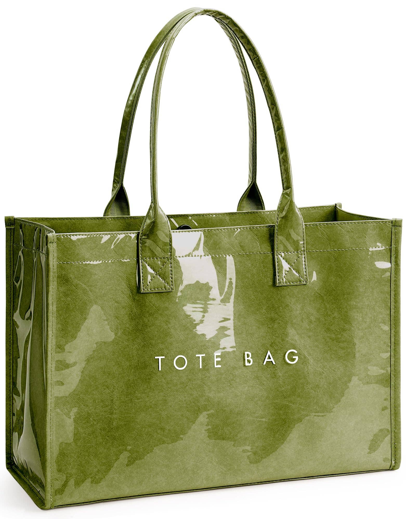 GREEN PVC Tote Bag Women’s Kraft Paper Work Handbags Purses