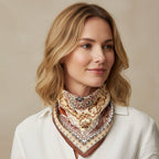 Paisley and Arabesque Oriental Print Bandana: Brown