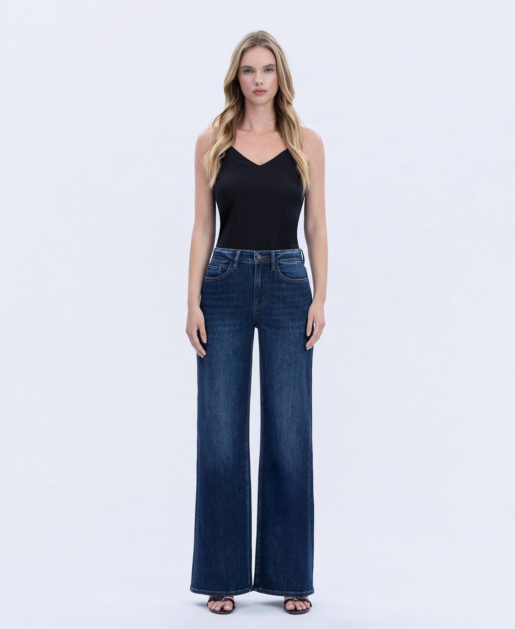 UPLIFTED JEWEL OLIVIA SUPER HIGH RISE FULL LENGTH DARK WASH WIDE JEANS