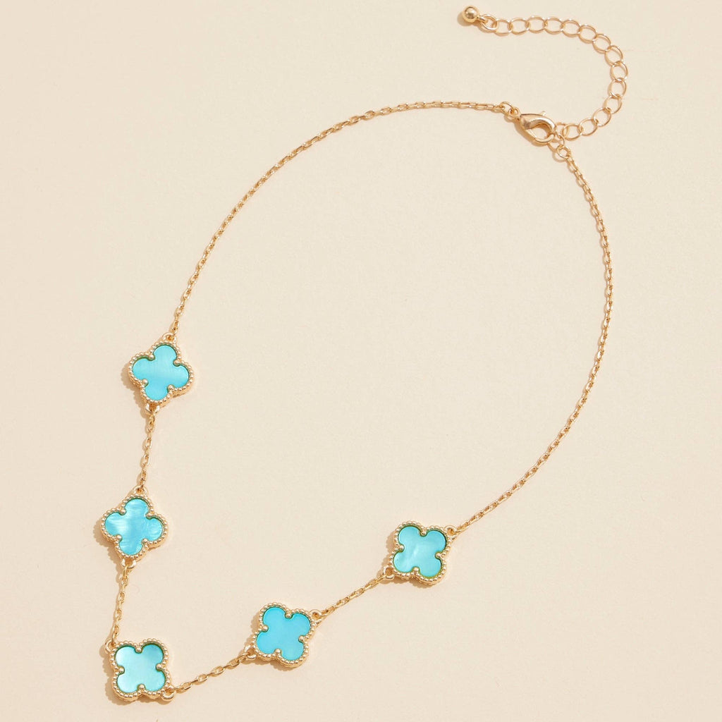 Gold Chain Necklace with Shell Inlay Charms: Pink / One / 4SN11001