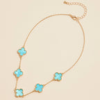 Gold Chain Necklace with Shell Inlay Charms: Pink / One / 4SN11001