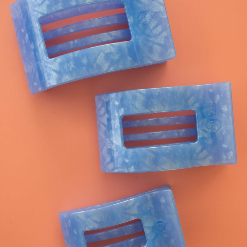 Blue Lagoon Small Flat Rectangle Hair Clip