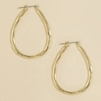 Hammered Teardrop Open Hoop Earrings: GD