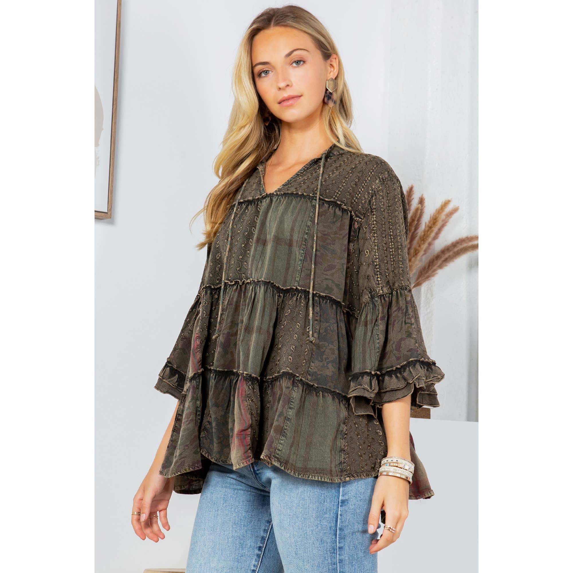 GRAVEL Artistic Fusion: Overdyed Jhabla Top With Emb