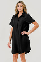 Ellie Collared Short Sleeve Shift Dress Black