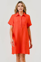 Orange Ellie Casual Collared Game Day Shift Dress