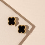 Stainless Steel Clover Stud Earrings: White / One / B4JE003