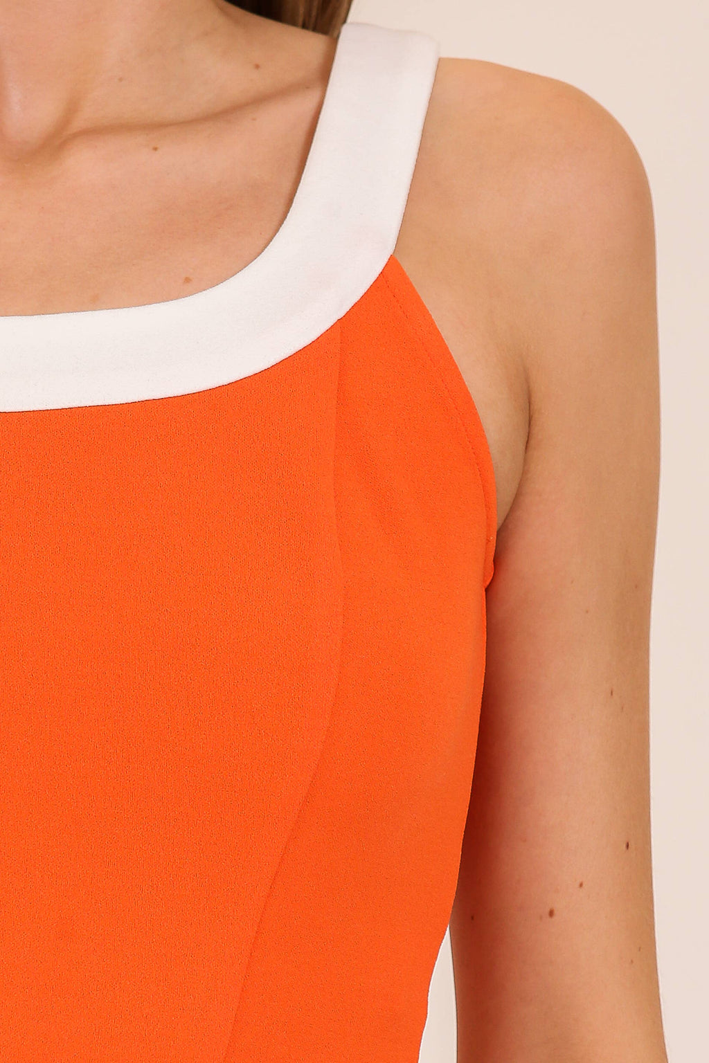 Orange/White Game Day Retro Contrast Trim Two-Piece Skirt Set