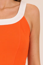 Orange/White Game Day Retro Contrast Trim Two-Piece Skirt Set