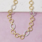 Two Tone Circle Link Chain Necklace: GS