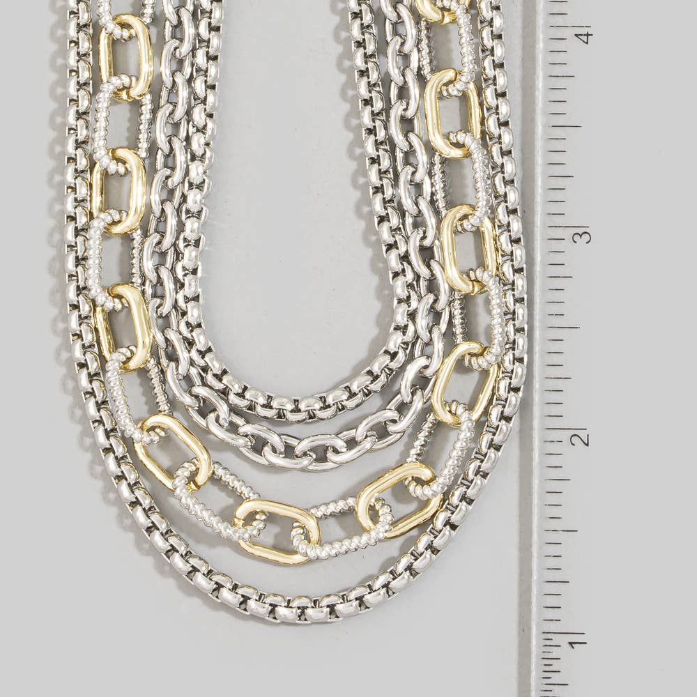 Layered Multi Strand Toggle Necklace: G