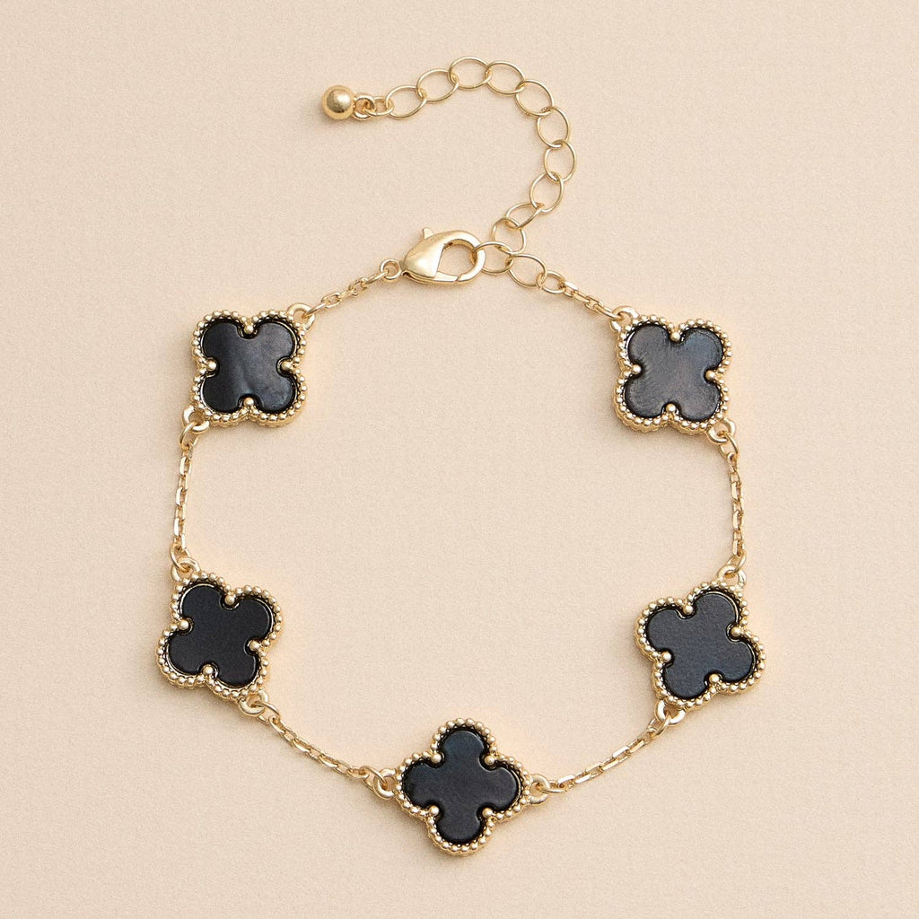 Colorful Shell Charm Bracelet with Gold Detailing: Black / One / 5SB21068