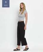 PLUS SIZE HIGH RISE BLACK CROP WIDE LEG JEANS