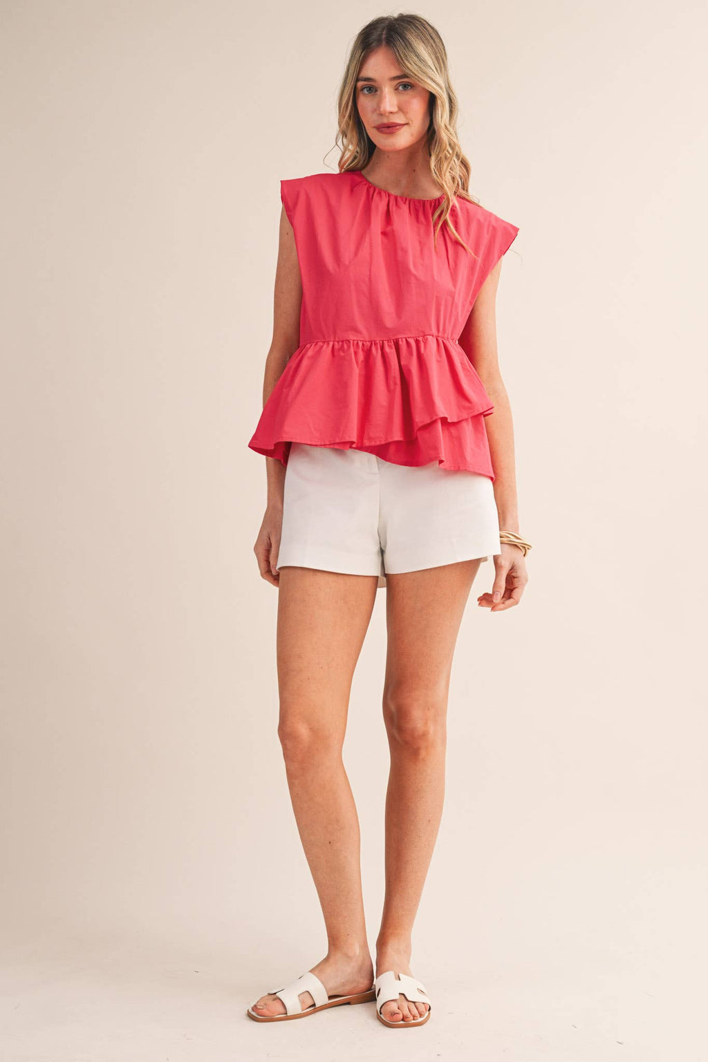 TEABERRY RUFFLED PEPLUM HEM TOP
