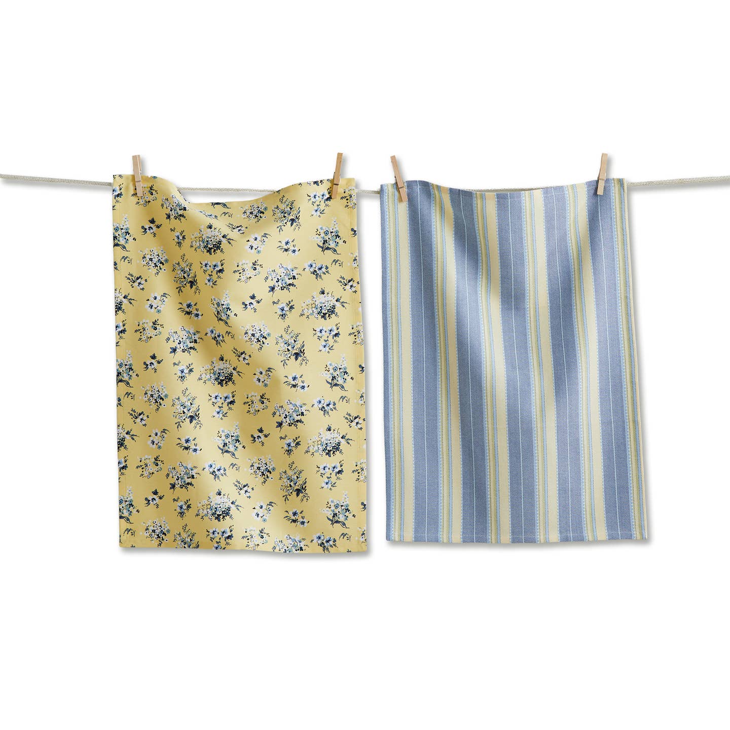 Yellow Floral Bouquet Dt Set of 2 Multi Cotton Everyday