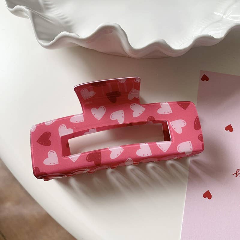 VALENTINE'S  DAY GIFT  HEART HAIR CLAW CLIPS | 40H887: A