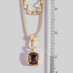 Double Layered Chain Crystal Square Pendant Necklace: GEMR