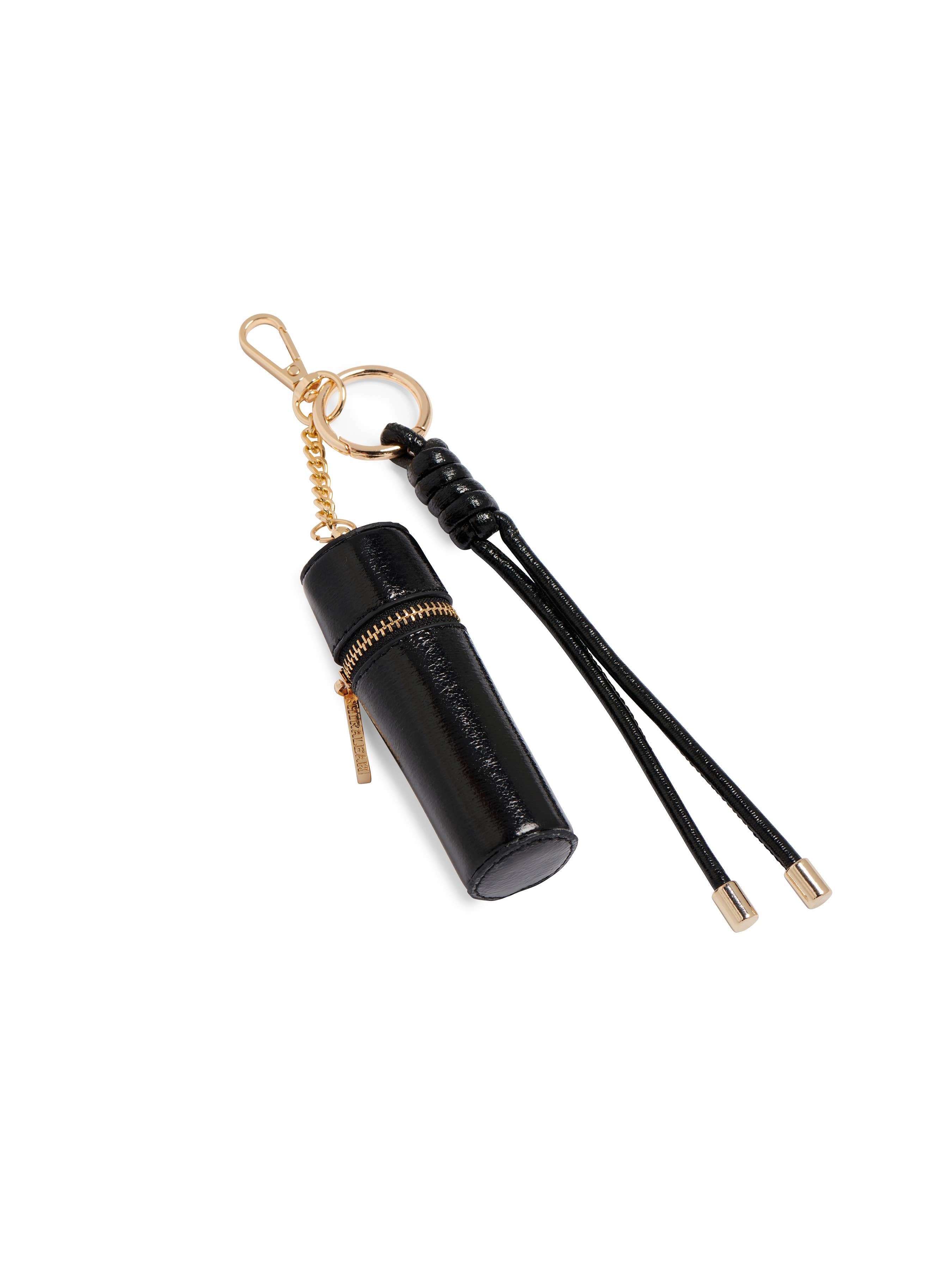 LIPSTICK HOLDER BAG CHARM/KEY RING: GOLD