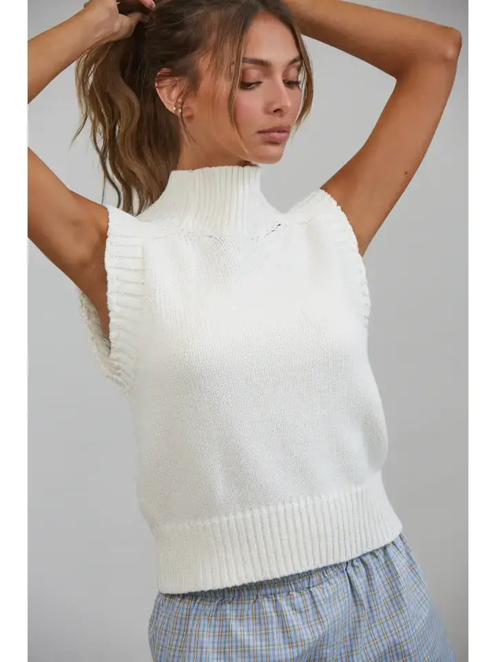 Choco Lexi Ribbed Mock Neck Sweater Vest