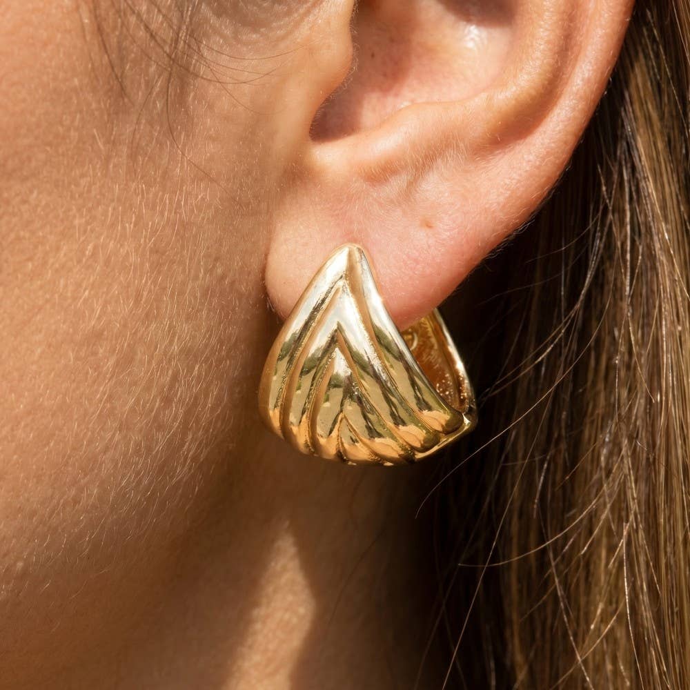 Gold Dipped Wide Weave Hinge Hoop Earrings: GOLD