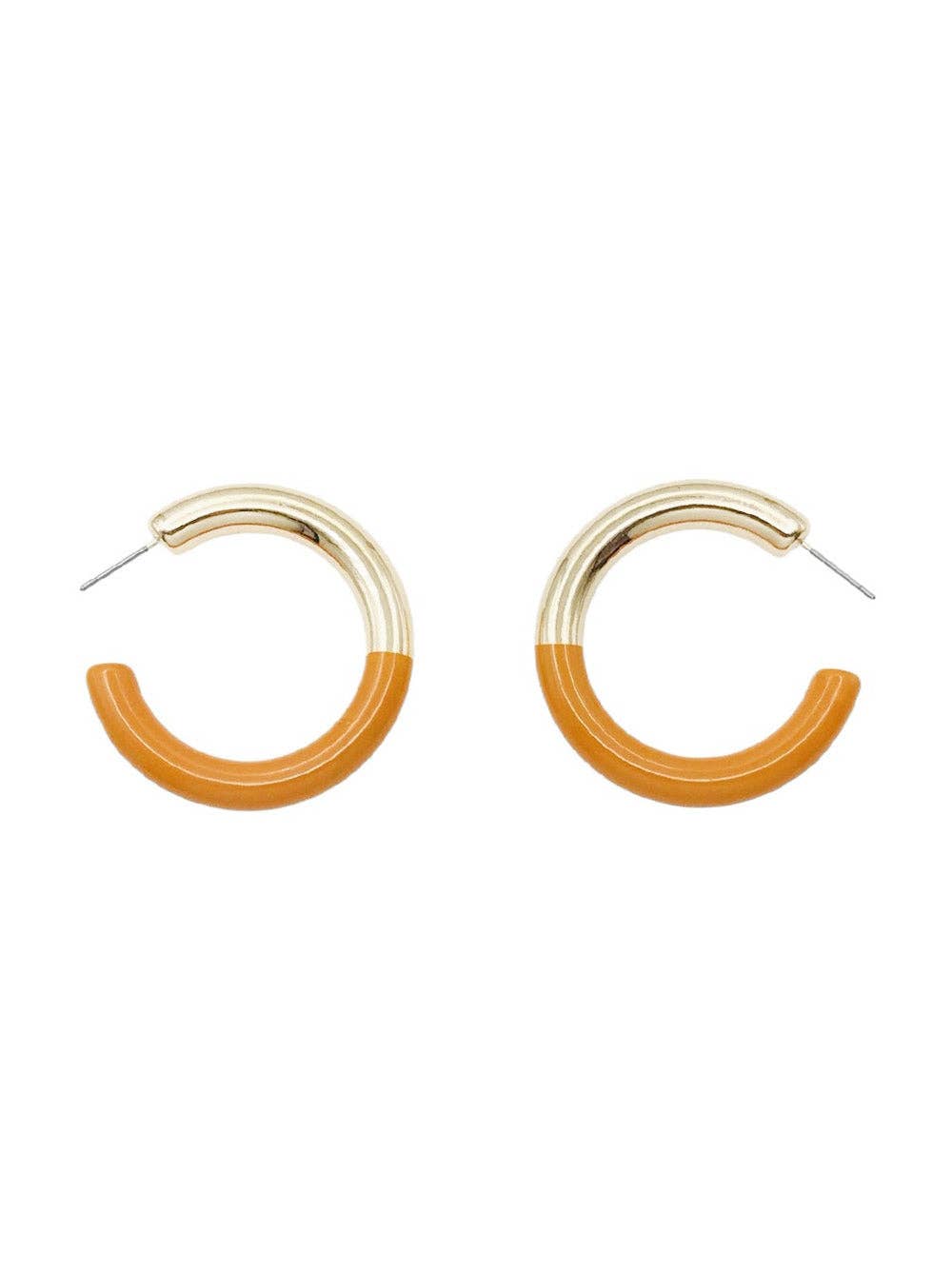 Gold Hoop with Orange Acrylic Gameday 2" Hoop Earring