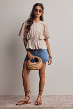 ASH Lace Cape Sleeve Cotton Peplum Top