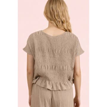 Mocha Smocked Top