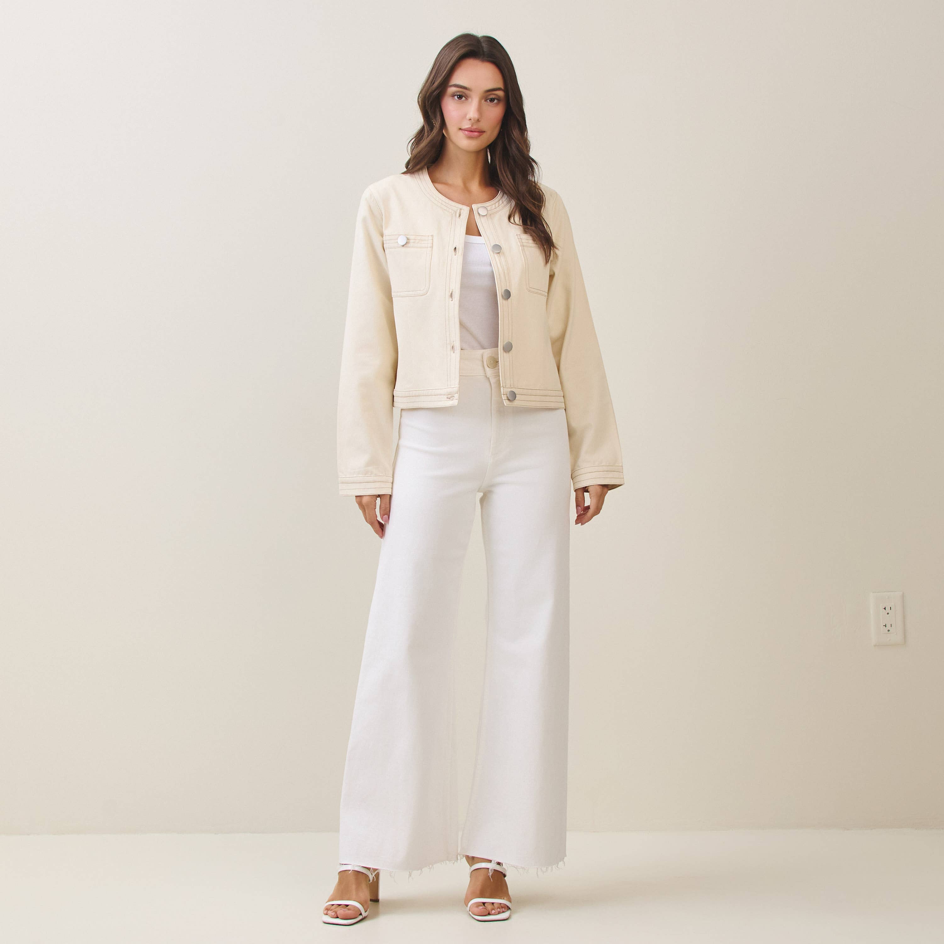 Cotton twill jacket: CREAM