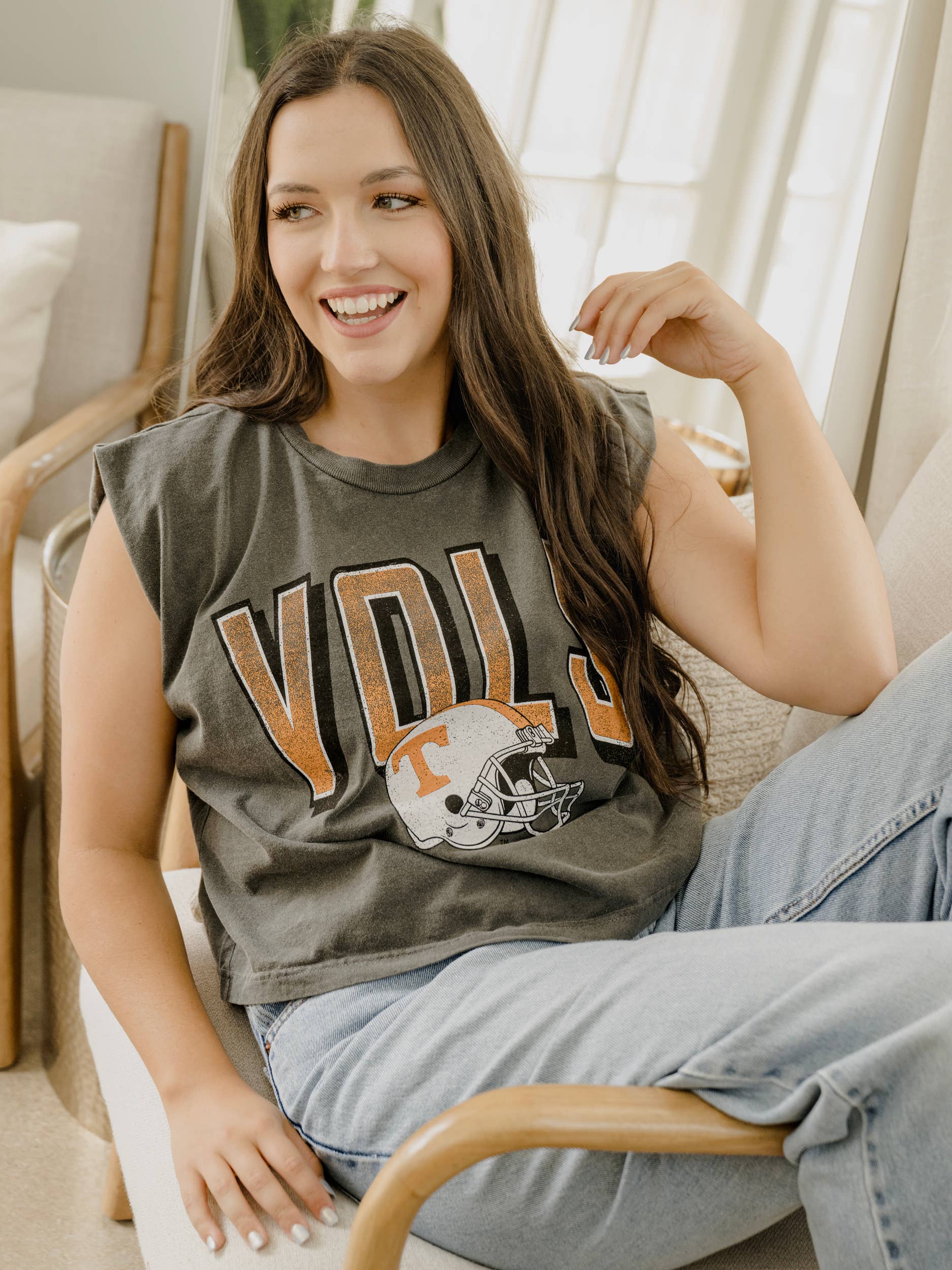 Tennessee Vols Helmet Fade Charcoal Tank Top