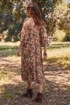 Bohemian Floral Maxi Dress: Beige Multi