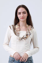 Ethnic Cream Vintage Print Multi-Use Bandana – Leto Accessories – view 3