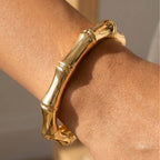 Round Bamboo Knuckle Hinged Bangle Bracelet: G
