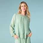 Ella Relaxed Long Sleeve Top: Dusty Green