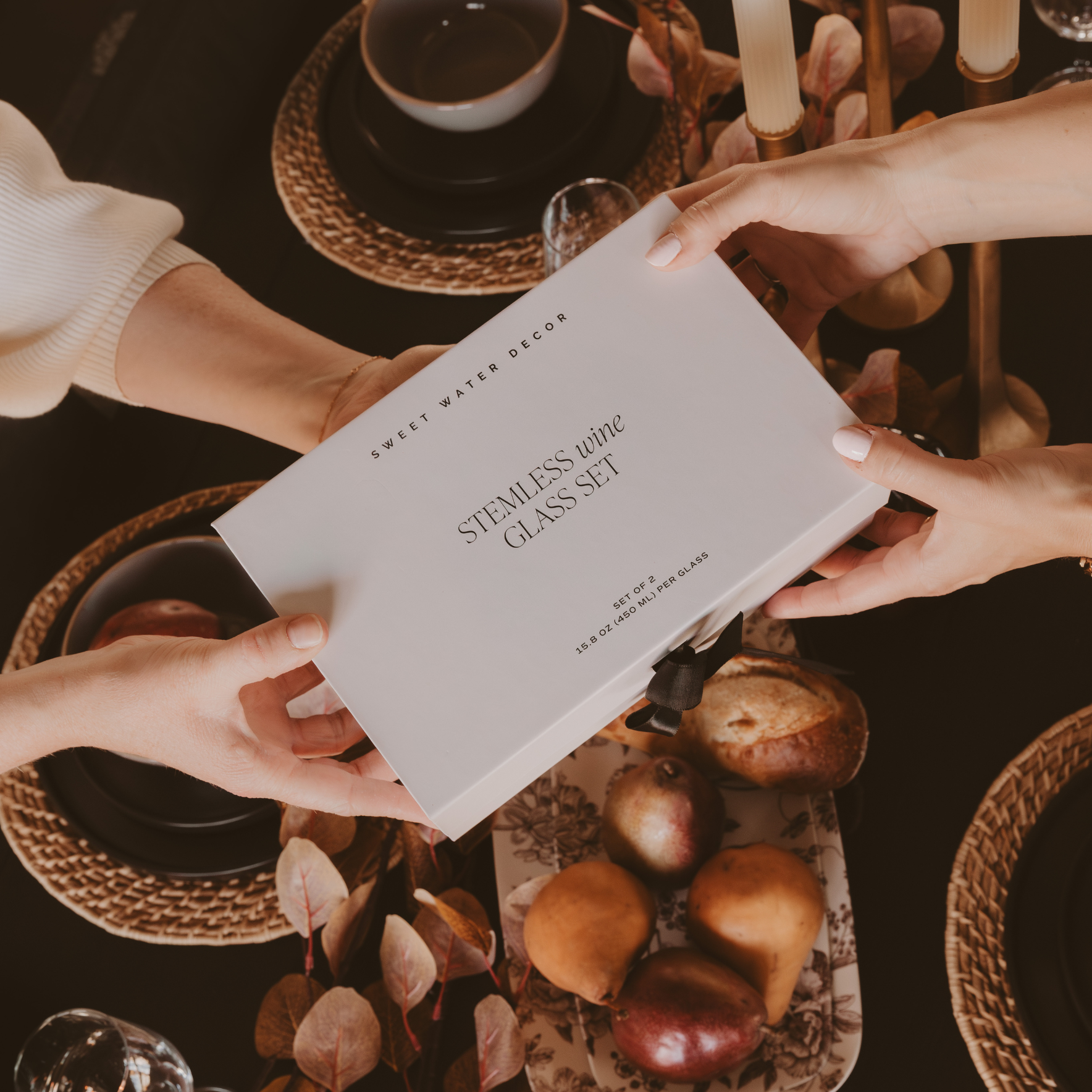 *NEW* Delft Stemless Wine Glasses, Boxed Set of 2