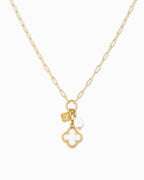 MOP Clover Triple Charm Necklace: Light Pink