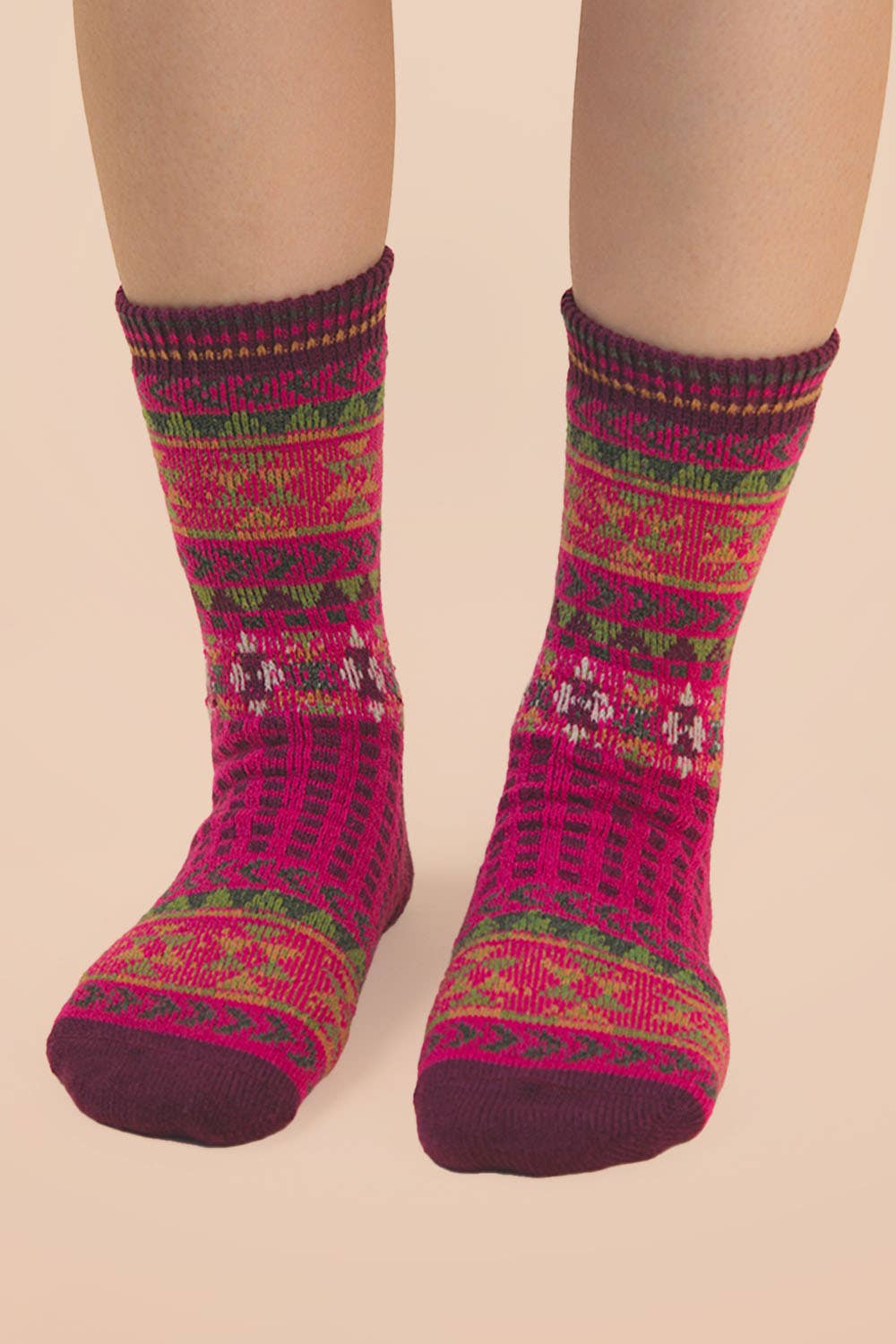 Geometric Graphic Crew Socks: SAGE