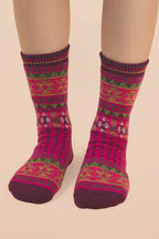Geometric Graphic Crew Socks: SAGE