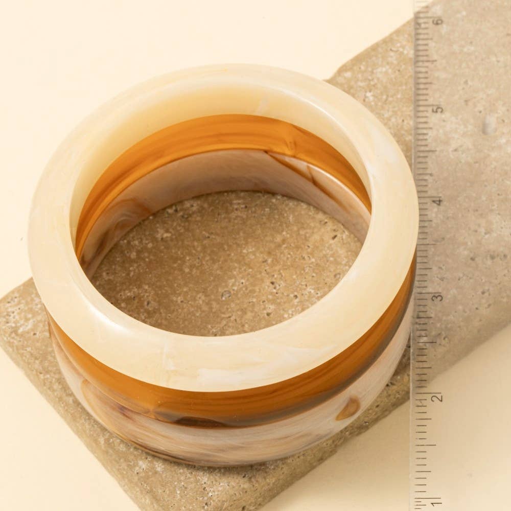 Marble Resin Bangle Bracelet 3 Piece Set: XMU