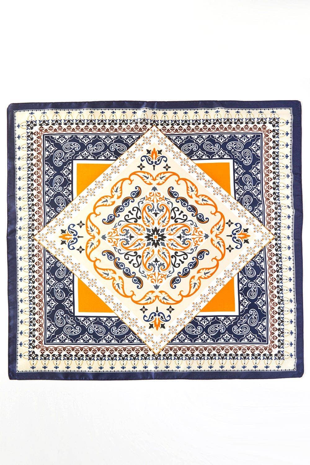 Paisley and Arabesque Oriental Print Bandana: Brown