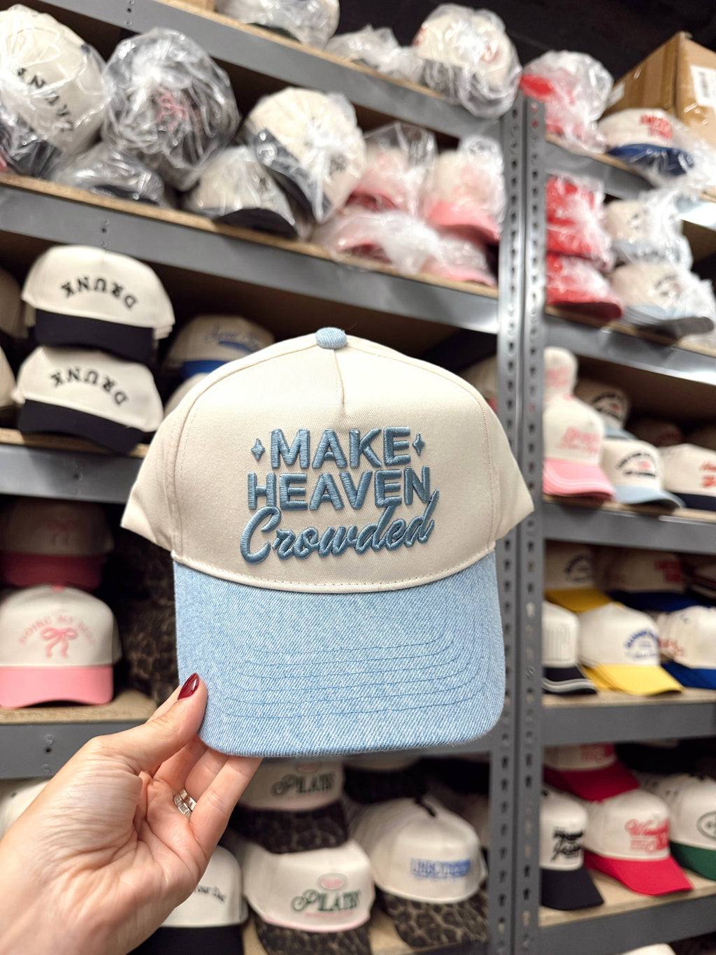 Make Heaven Crowded - Vintage Trucker Hat: Denim