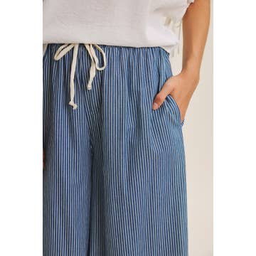 Washed Denim Comfort Meets Wanderlust Stripe Wide-Leg Pants