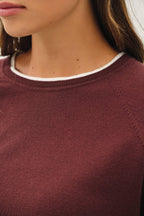 CHOC DOUBLE LAYERED LOOK RAGLAN SWEATER TOP