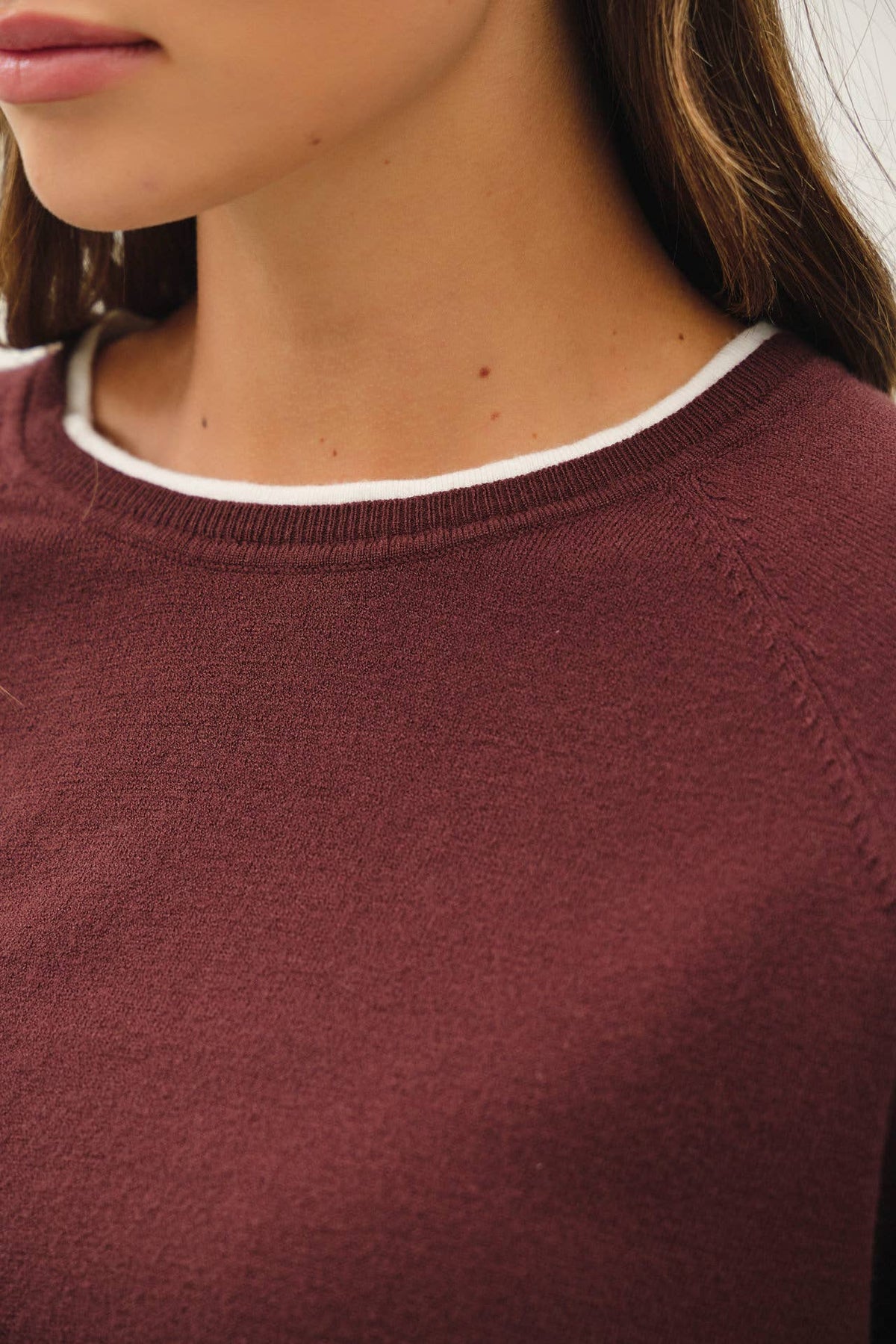 CHOC DOUBLE LAYERED LOOK RAGLAN SWEATER TOP