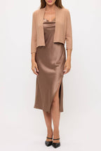 Khaki Brushed Knit Cashmere Bolero