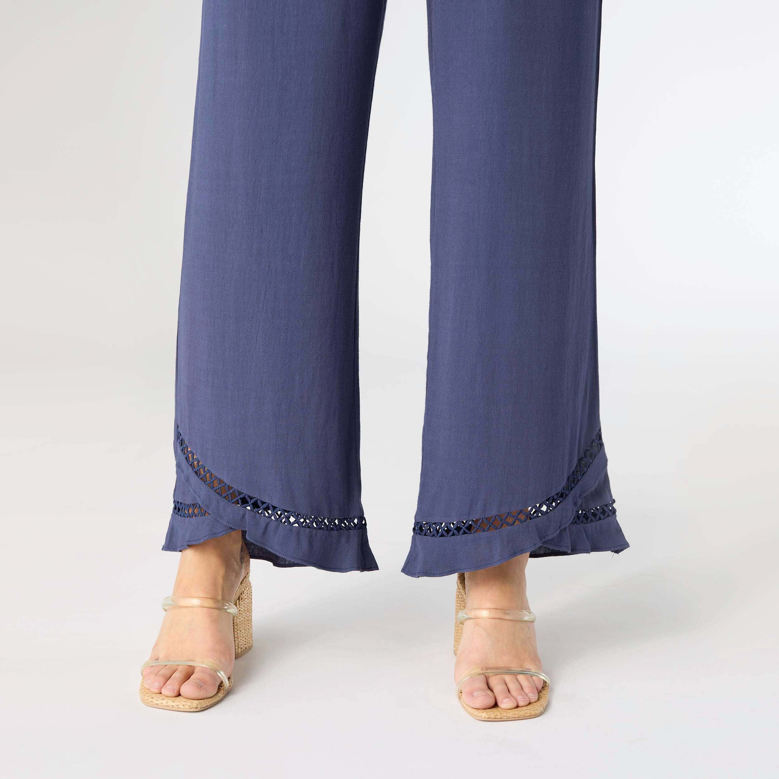 Layla Crossover Ruffle Pant: Patriot Blue