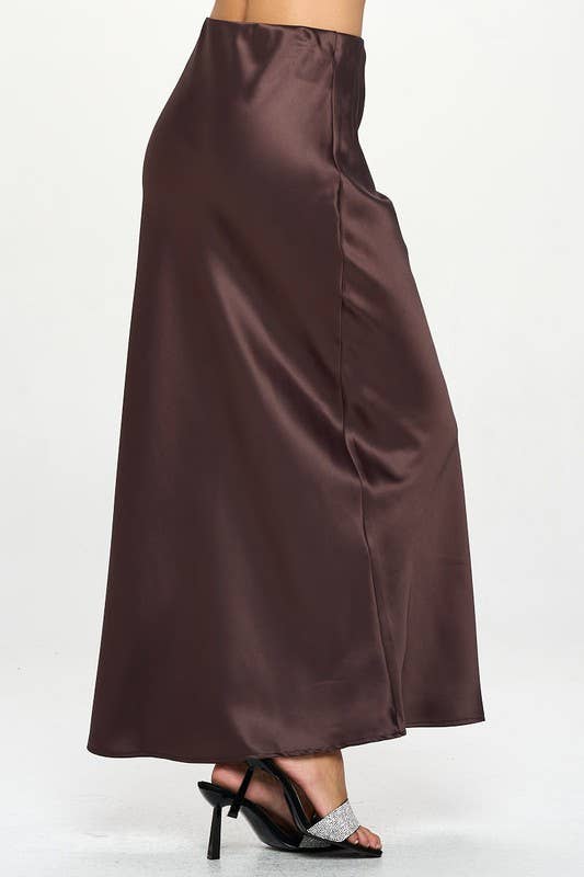 CHOCOLATE Silky Satin Maxi Skirt
