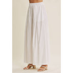 Off White Elongating Wide-Leg Elastic Cotton Pleated Flare Pants