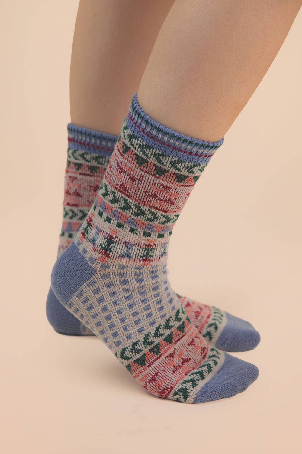 Geometric Graphic Crew Socks: SAGE